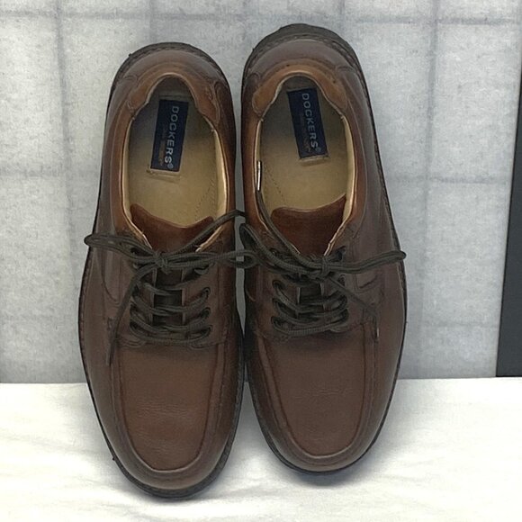 Dockers Brown Glacier Leather Lace-Up Slip Resistant Loafers 12 Stain Defender - Picture 9 of 13